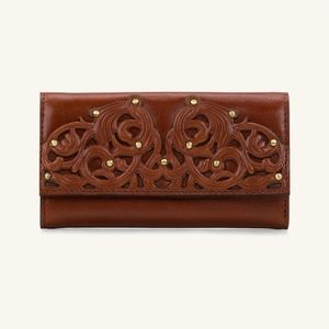 Patricia Nash Terresa Feligree Collection Tan Leather RFID Wallet